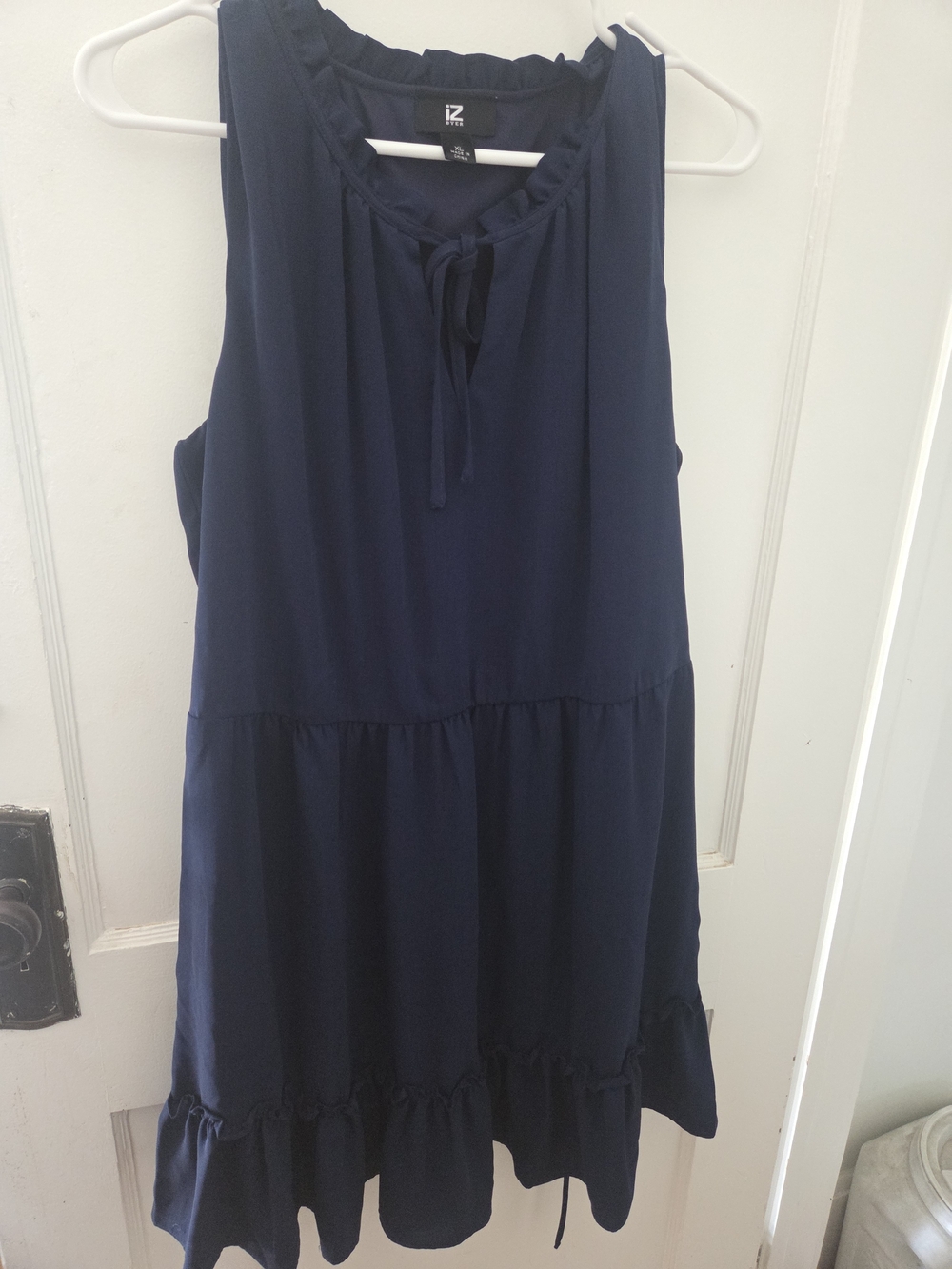 IC COLLECTION Navy Sleeveless Tiered Ruffle-Hem Midi Dress